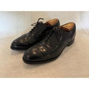 Johnston and Murphy Mens Oxford Size 9 D Black Wingtip Brogue Dress Shoe USA